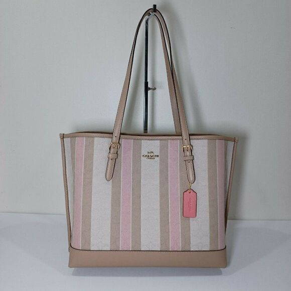 NWT COACH C8415 Mollie Tote Handbag in Taffy Multi In Signature Jacquard - Picture 1 of 6